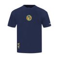 Navy men's Club America T-shirt with front crest and small side graphic