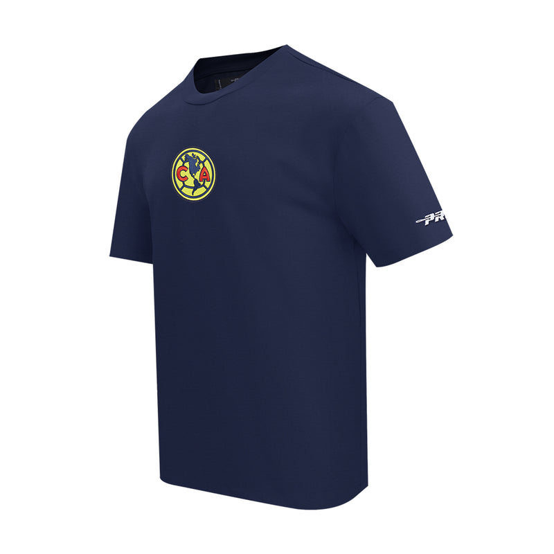 Navy men's Club America T-shirt with front crest logo