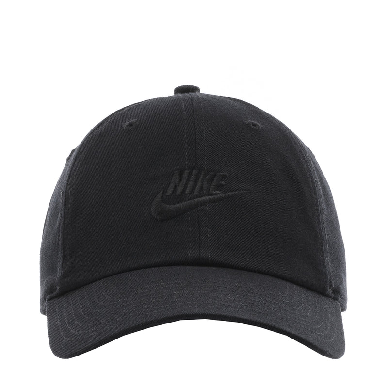 Black Nike strapback cap with embroidered logo on front panel.