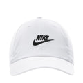 White Nike strapback cap with black logo on front