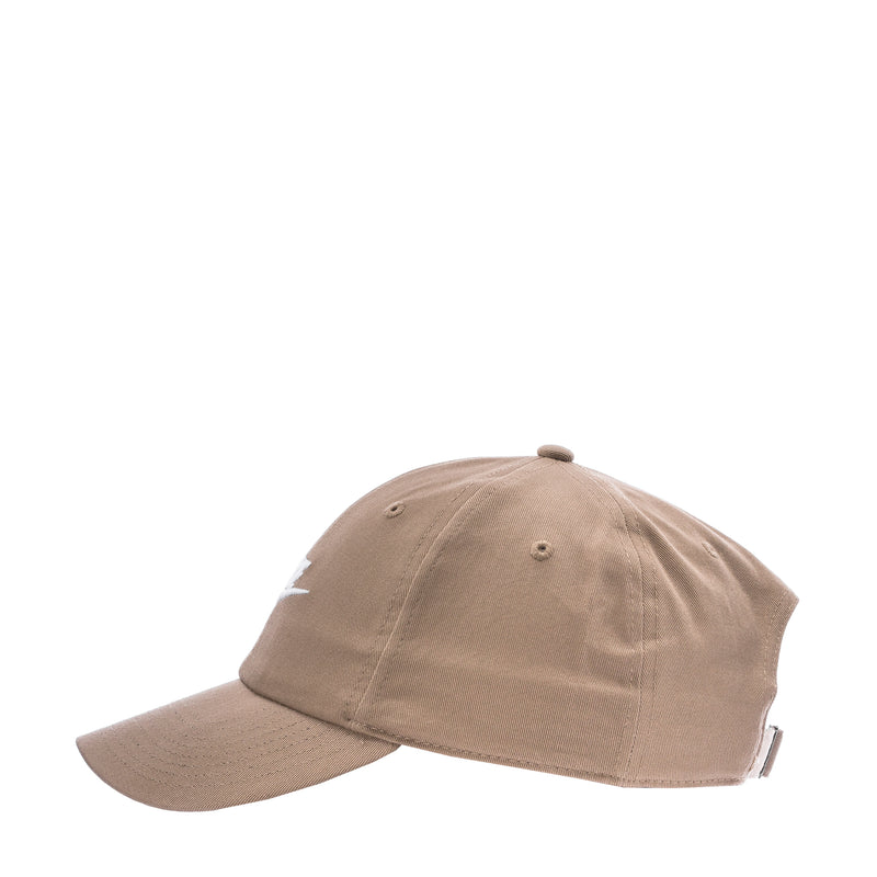 Khaki Nike strapback cap, back three-quarter view with curved brim