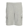 Youth dark grey heather cargo shorts with cargo pockets and elastic waistband