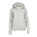 Women's heather gray full-zip fleece hoodie, hood with drawstrings, kangaroo pocket