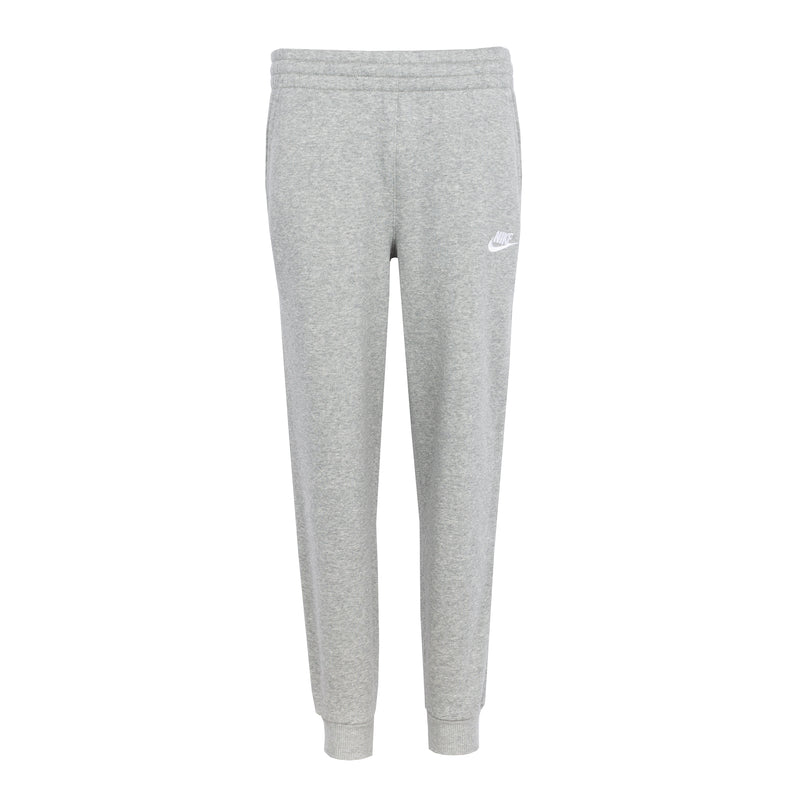Youth dark grey heather fleece jogger pants with elastic waistband and leg cuffs