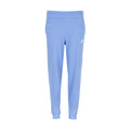 Light blue youth fleece jogger pants with elastic cuffs and Nike logo