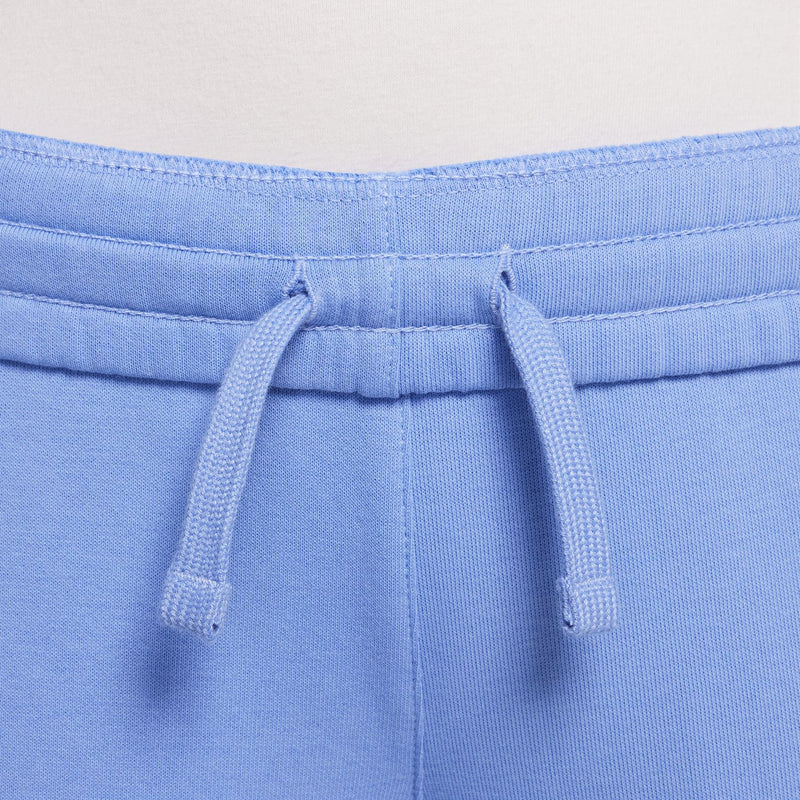 Light blue youth jogger pants waistband with drawstring ties