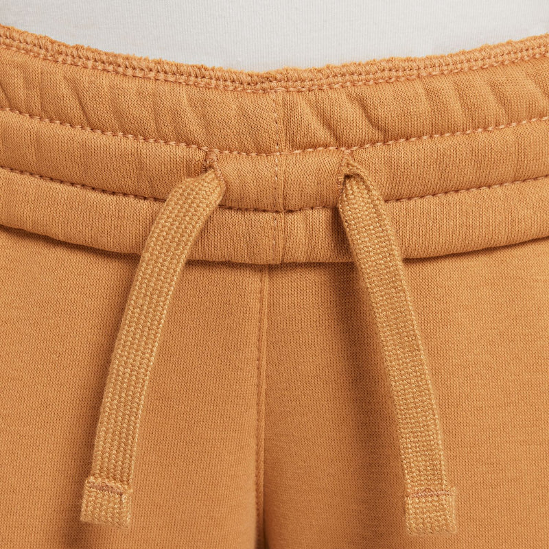 Flax tan fleece waistband with elastic band and drawstring cords