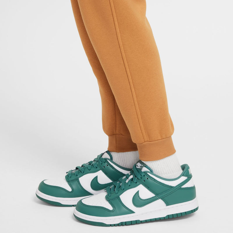 Flax tan jogger cuff with ribbed ankle band and side seam panel stitching