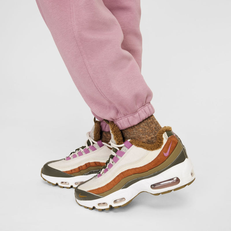 Youth plum fleece sweatpants with cuffed hems