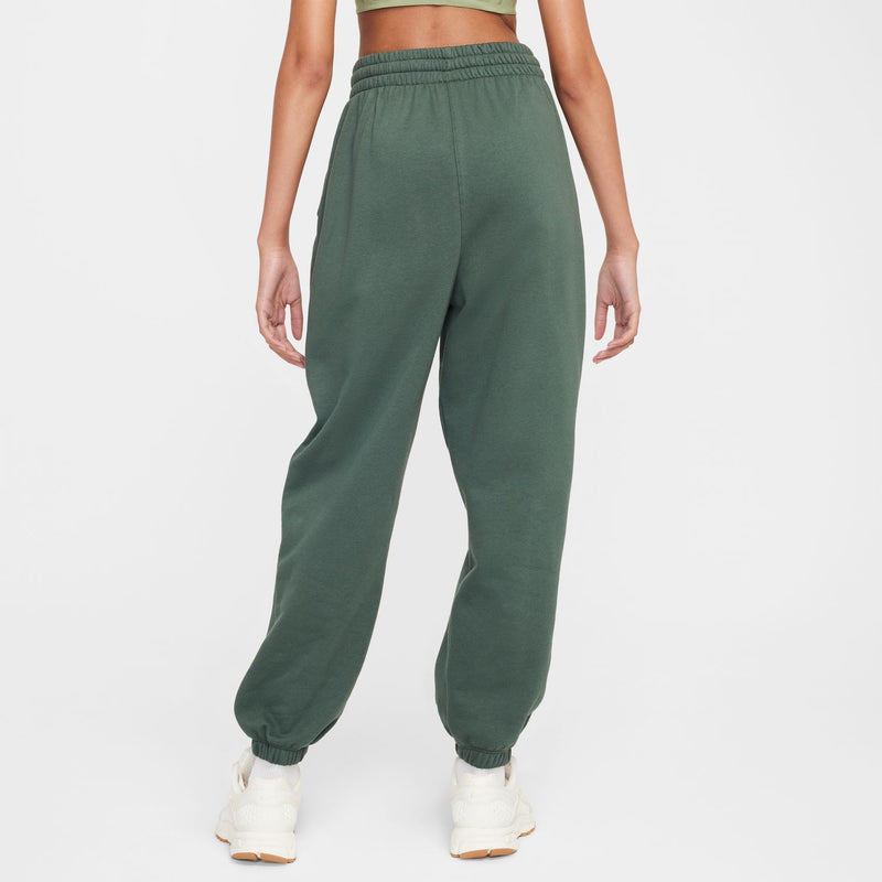 Youth loose graphic fleece pants, vintage green with elastic waistband and cuffs