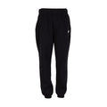 Youth black fleece loose pants with elastic waistband and ribbed ankle cuffs