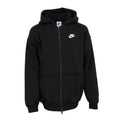 Youth black full-zip fleece hoodie with hood, front zipper, and Nike chest logo