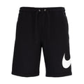 Black men's fleece shorts with drawstring waist and large white side swoosh