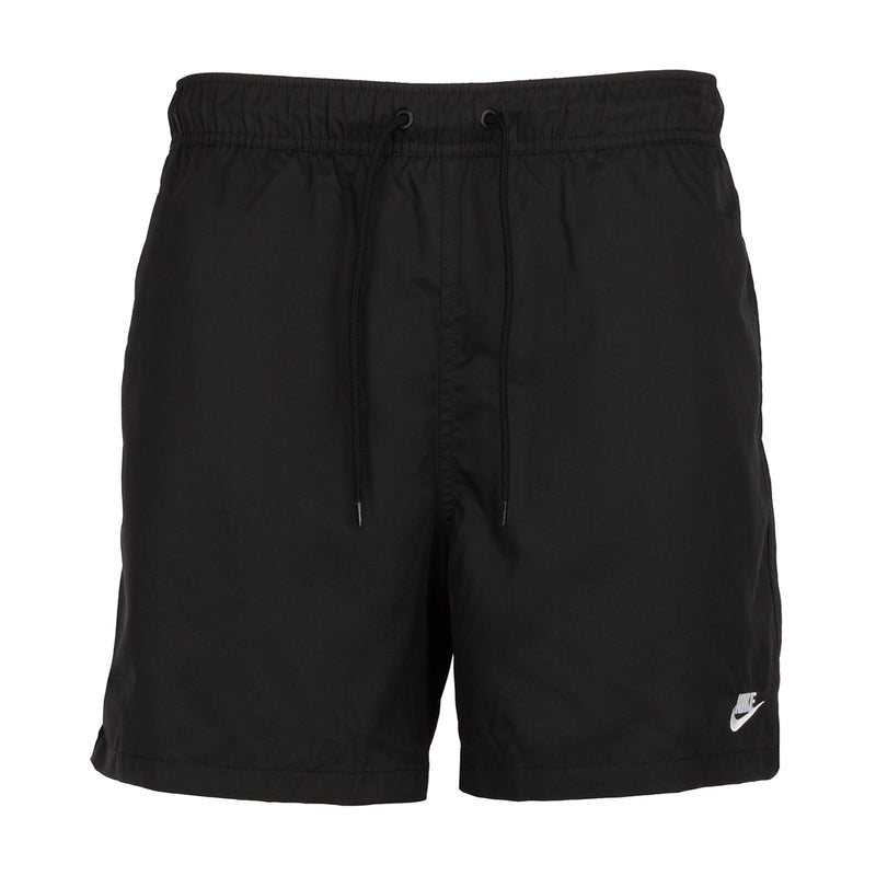 Men's black running shorts with elastic waistband, drawstring, and Nike swoosh