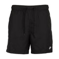Men's black running shorts with elastic waistband, drawstring, and Nike swoosh