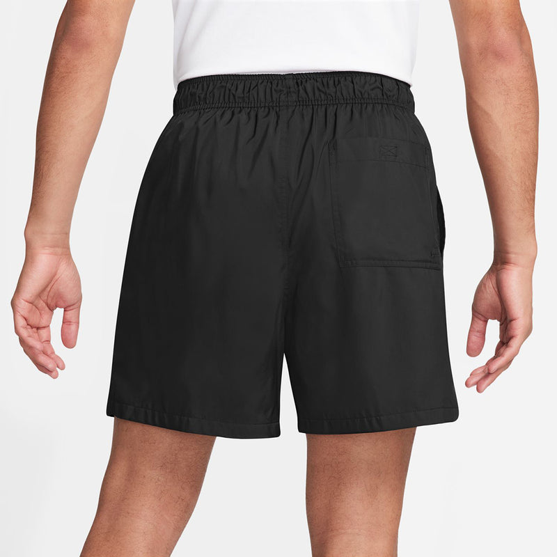 Men's black athletic shorts with elastic waistband and side seam pockets
