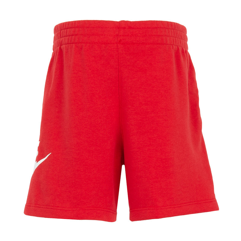 Kids French terry shorts in University Red with elastic waistband and no side graphic