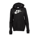 Women's black fleece hoody with large Nike logo, hood and kangaroo pocket