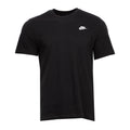Men's black crewneck T-shirt with white Nike swoosh logo on chest