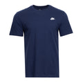 Men's navy crewneck T-shirt with small white Nike logo on chest