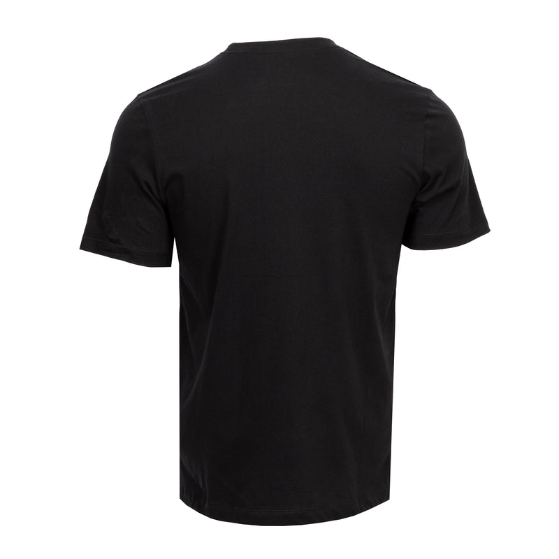 Men's black crewneck T-shirt, plain back view