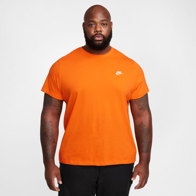 Men's Safety orange Nike crew-neck tee with short sleeves and chest logo