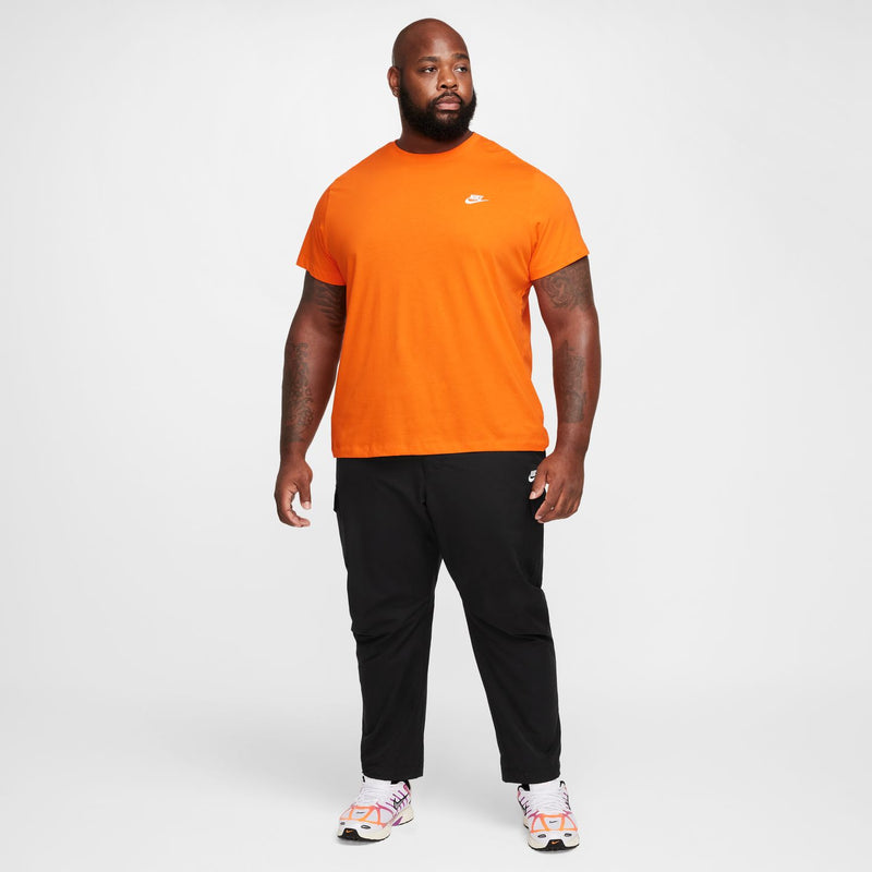Men's Safety orange Nike crew-neck tee shirt, chest logo, short sleeves