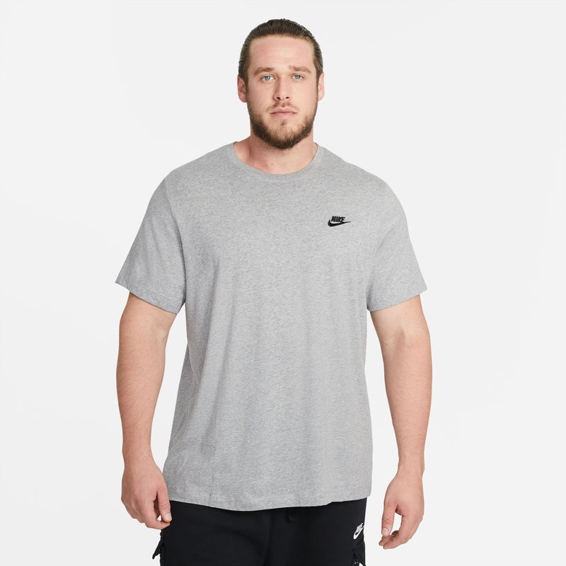 Men's heather grey Nike crew-neck short-sleeve tee with chest logo