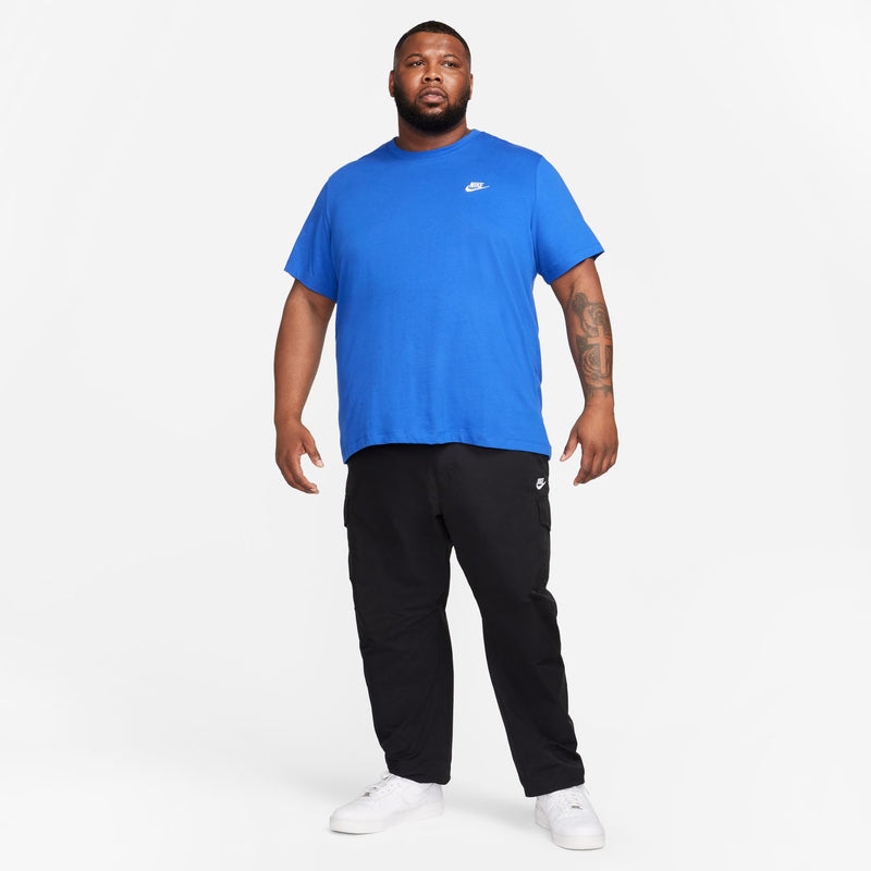 Men's royal blue crew-neck t-shirt featuring Nike logo at chest