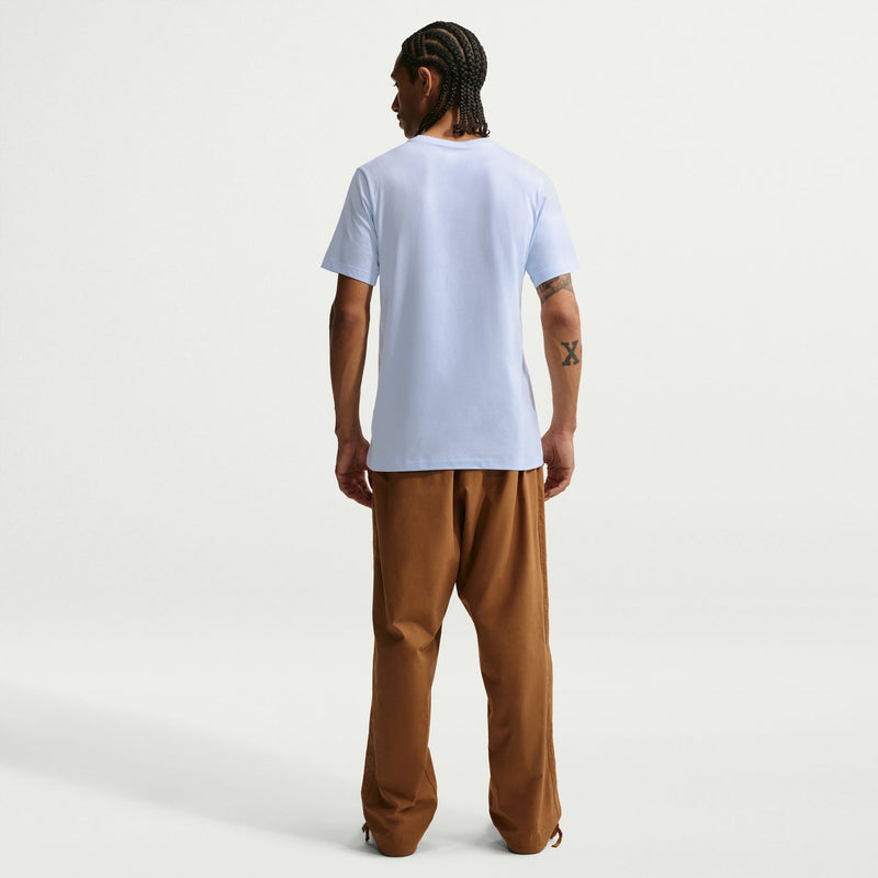 Men's light blue crewneck T-shirt, back view, short sleeves