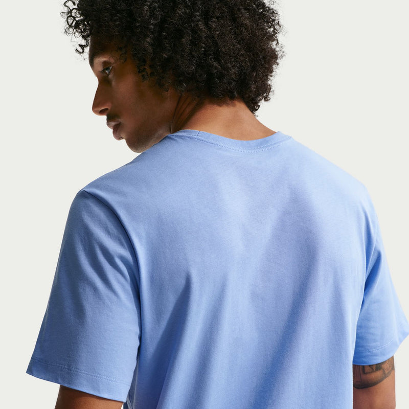 Men's light-blue crewneck tee, plain back with no visible logo