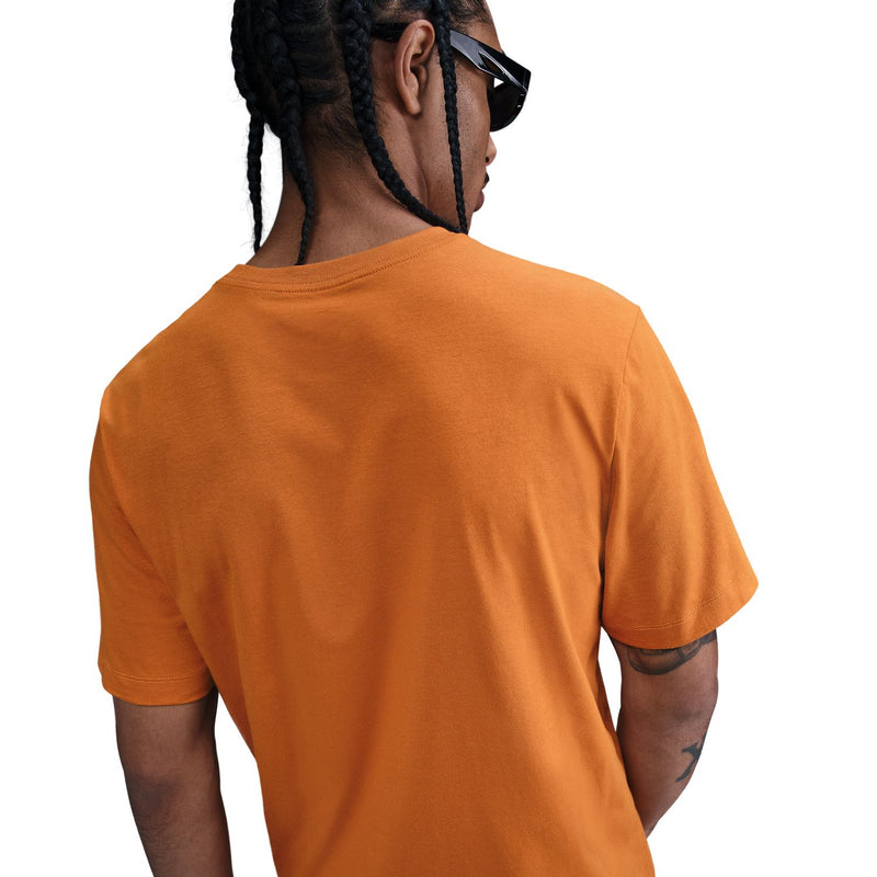 Orange crewneck T-shirt back view with no visible logo.