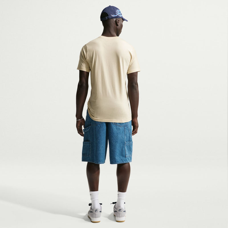 Men's light khaki crew-neck Nike T-shirt from back, short sleeves