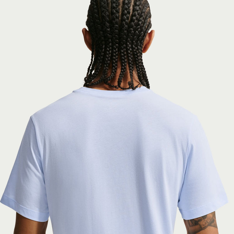 Men's light blue crewneck T-shirt back view