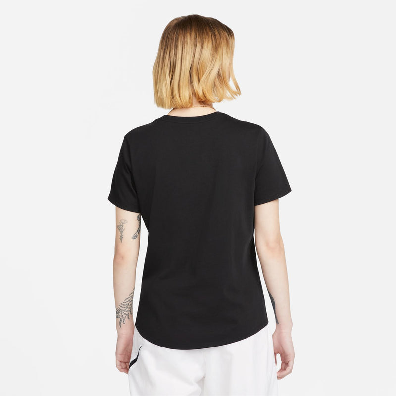 Back view of black short-sleeve crewneck tee