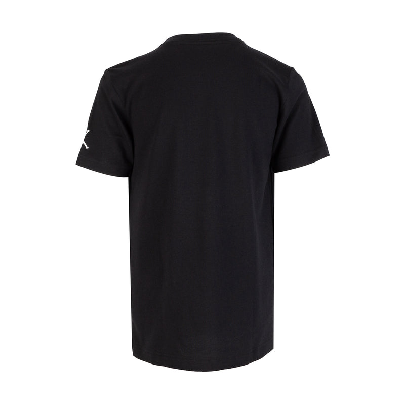 Youth black T-shirt with plain back and small left-shoulder logo