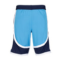 Men's contrast-trim shorts, car blue with navy panels and white piping, elastic waistband