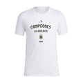 White men's T-shirt with front Campeones de America 2021 crest logo