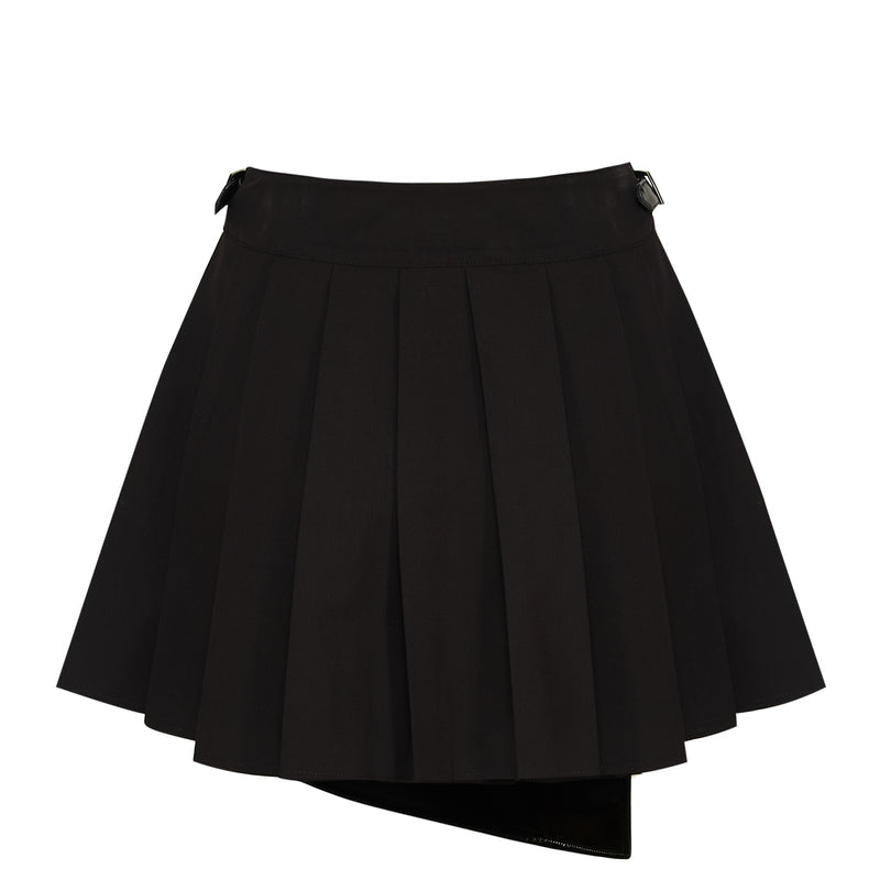 Black pleated skirt on a white background