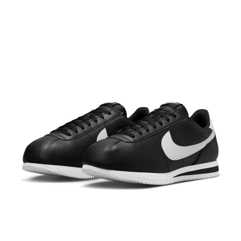 Men's black Nike Cortez sneakers, two-tone look with white side swooshes