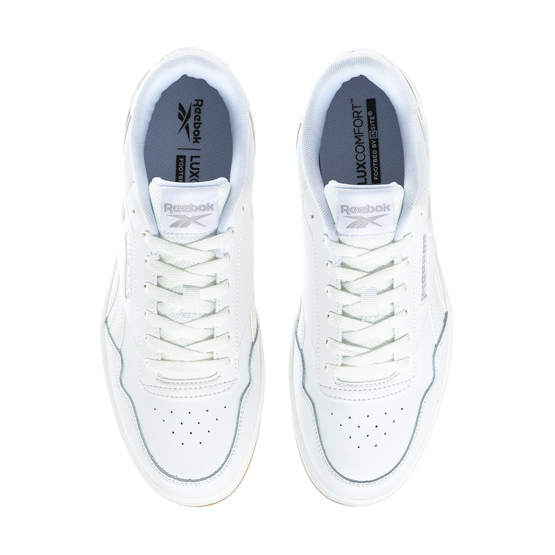 Men's Reebok Court Advance sneakers with white laces and cushioned heel collar