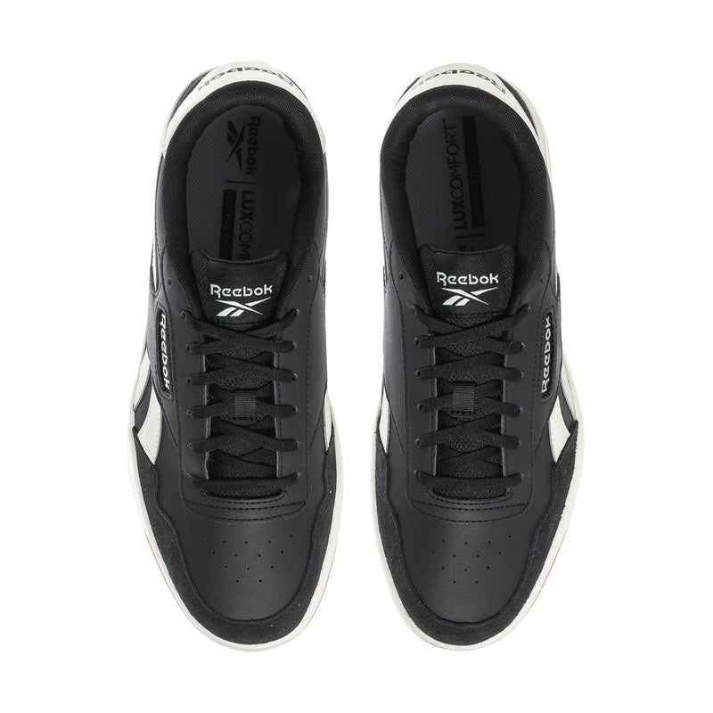Men's Reebok Court Advance lace-up sneakers, black with white toe trim and Reebok logo