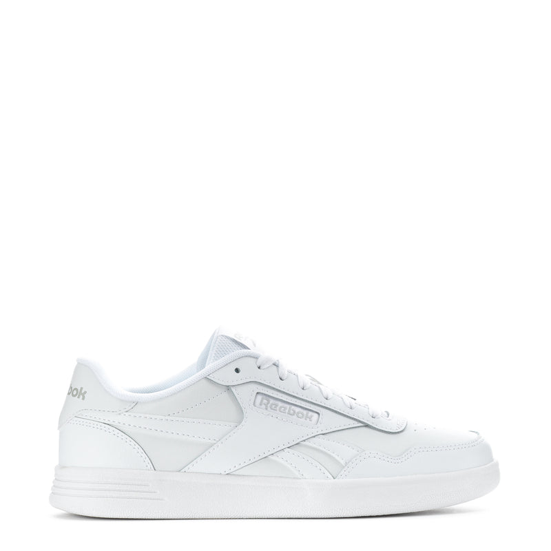 Women's white low-top sneakers with lace-up and Reebok side logo