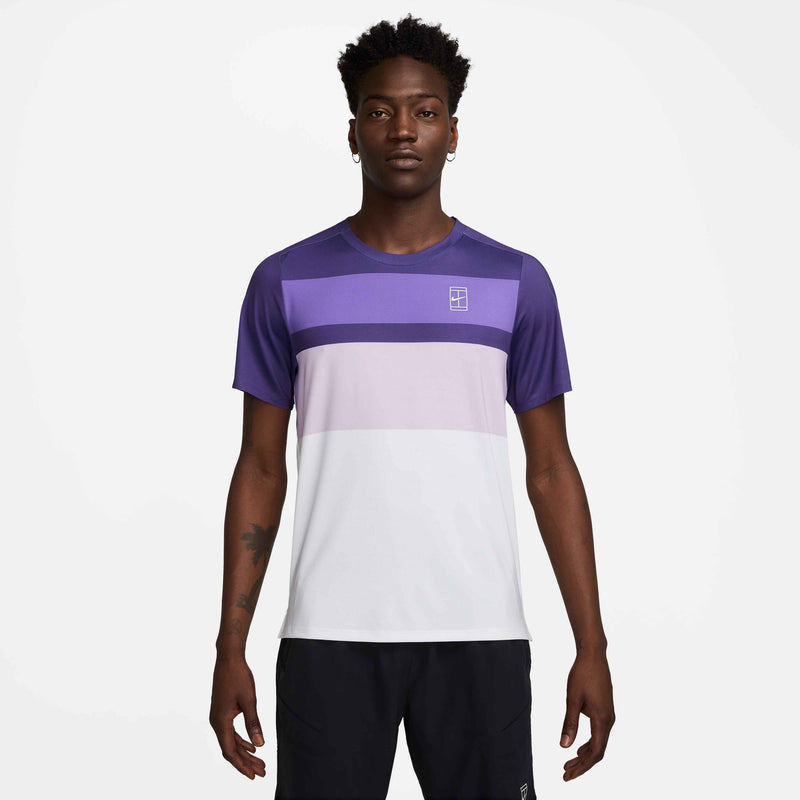 Court Advantage Men's Tennis Top Print in Wild Grape/White