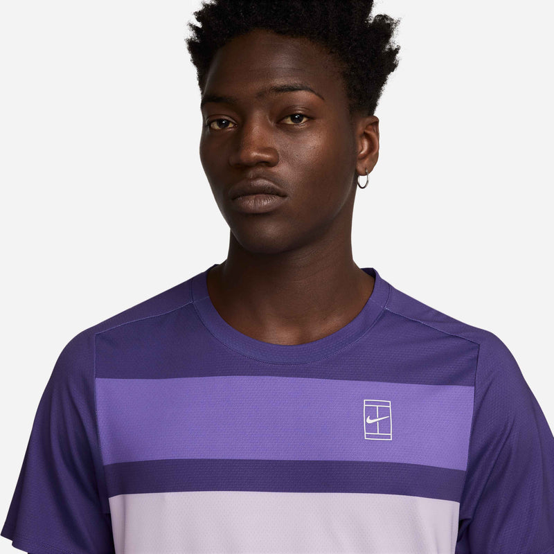 Court Advantage Men's Tennis Top Print in Wild Grape/White