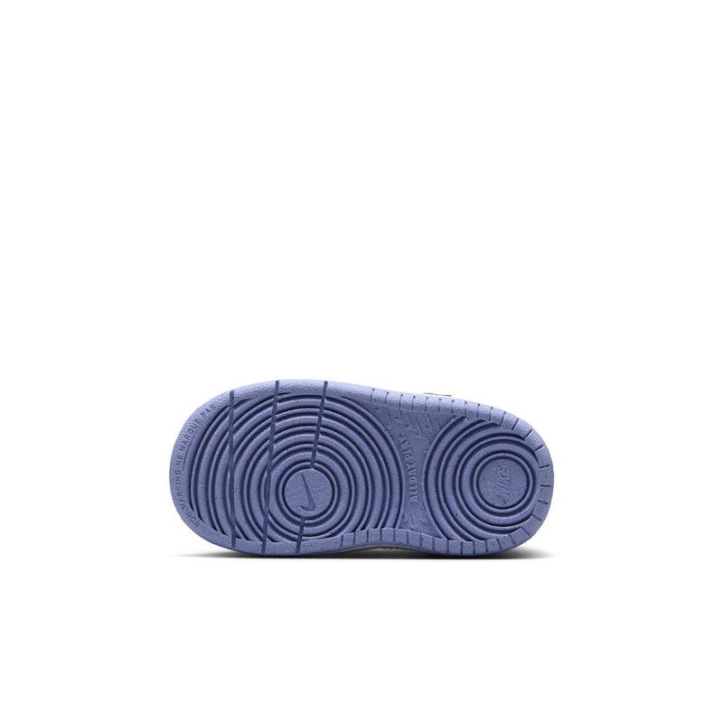 Toddler sneaker outsole in light purple with circular tread pattern