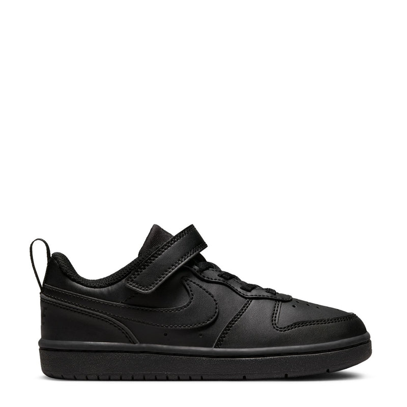 Kids black low sneakers with Velcro strap and lace-up closure, rubber outsole