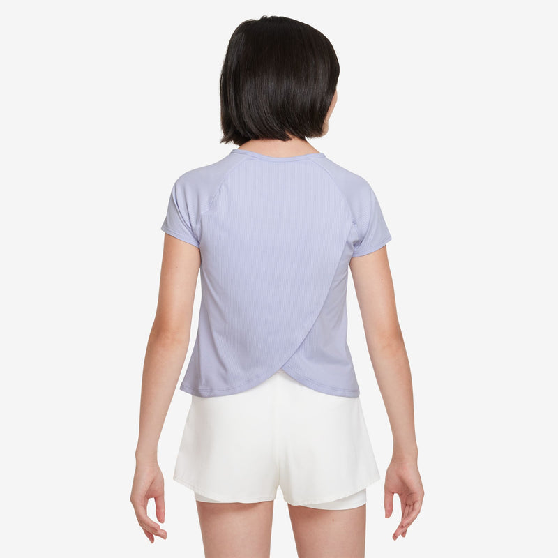 Court Dri-FIT Victory Older Kids' (Girls') Short-Sleeve Tennis Top in Oxygen Purple/Oxygen Purple/White
