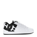 Men's white low-top sneakers with black DC logo and star, lace-up, rubber sole