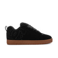 Black mens skate shoes with gum outsole and side logo detail